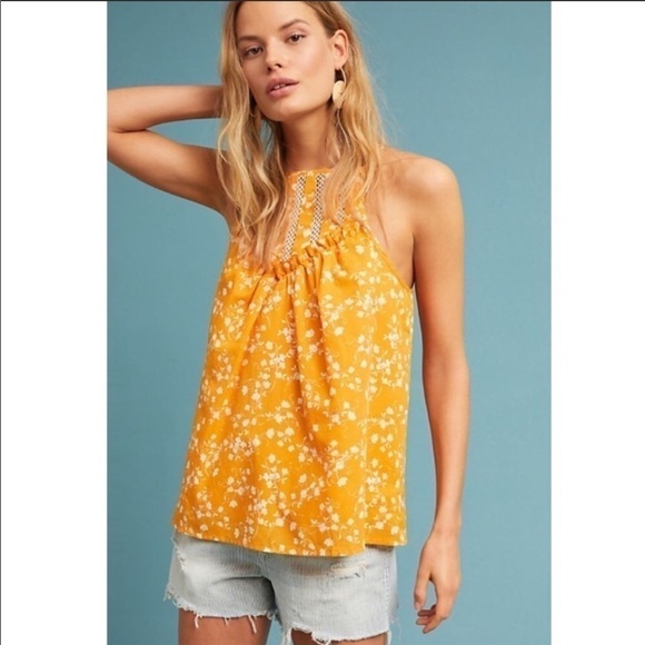 Anthropologie Yellow Floral Maeve Martel Halter - Picture 1 of 16